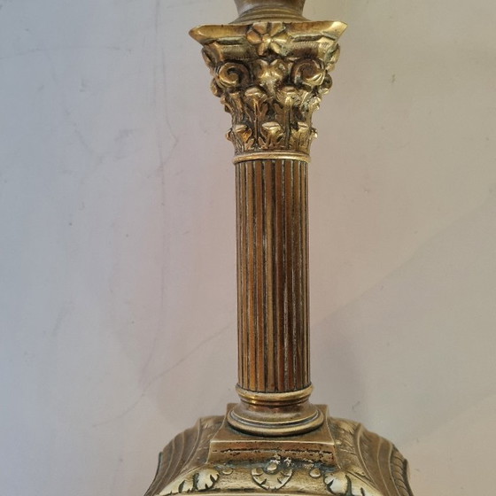 Image 1 of Lampada da scrivania Art Déco in opalino verde con base in bronzo