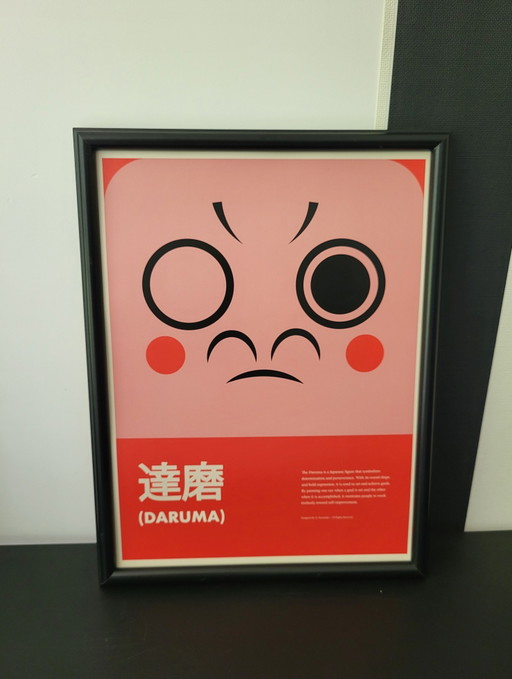 Estampa japonesa original de la figura de Daruma simboliza la perseverancia.