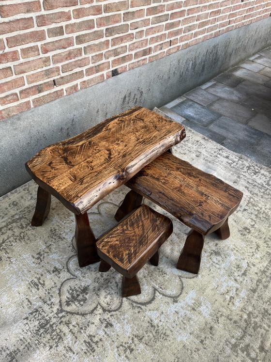 Image 1 of vintage brutalist wabi sabi salontafel set