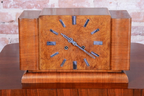 Horloge de Table Art Déco Originale, Noyer, Poli Restauré, Tchèque, Années 1920 – Pendules, Metal, Wood (photo 17 of 20)