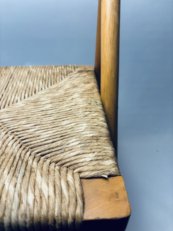 Image 1 of Set of 2 vintage wooden folding chairs with rattan seats – 1970s/1980s kg