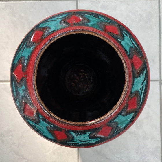 Image 1 of Large vase in red and green by Scheurich west germany model 517-45
