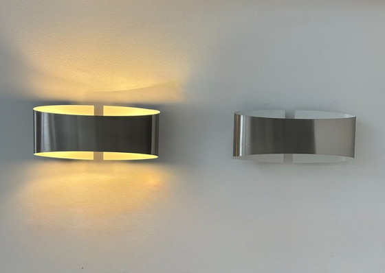 Image 1 of Coppia di applique vintage, metallo spazzolato, Francia, 1980