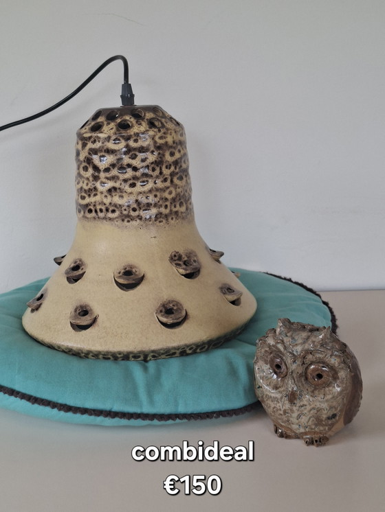 Image 1 of Vintage Swedish Boho hippie lamp with owl