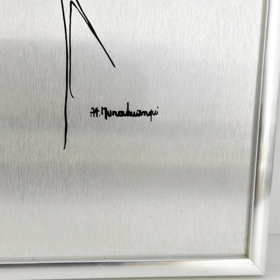 Image 1 of Vintage brushed steel picture, 1970s, Don Quixote, 70s Space Age, 1970s