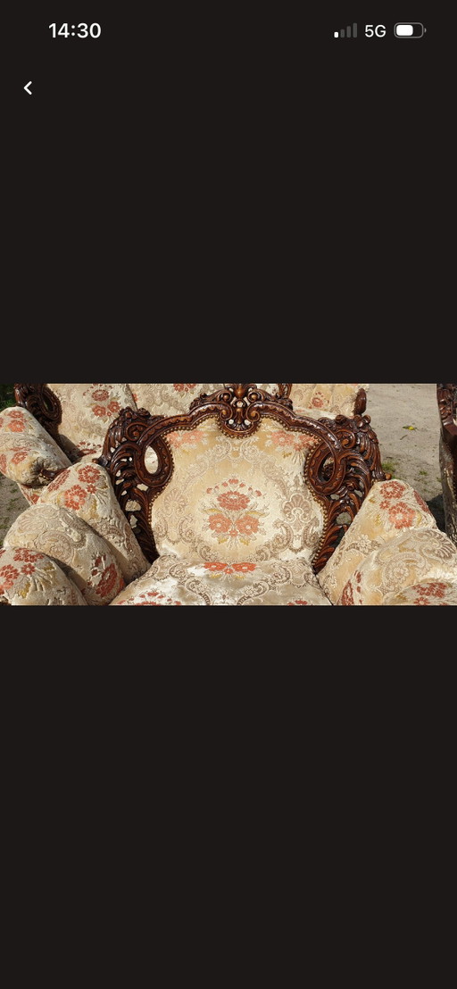 Italiaanse barok bank met fauteuils