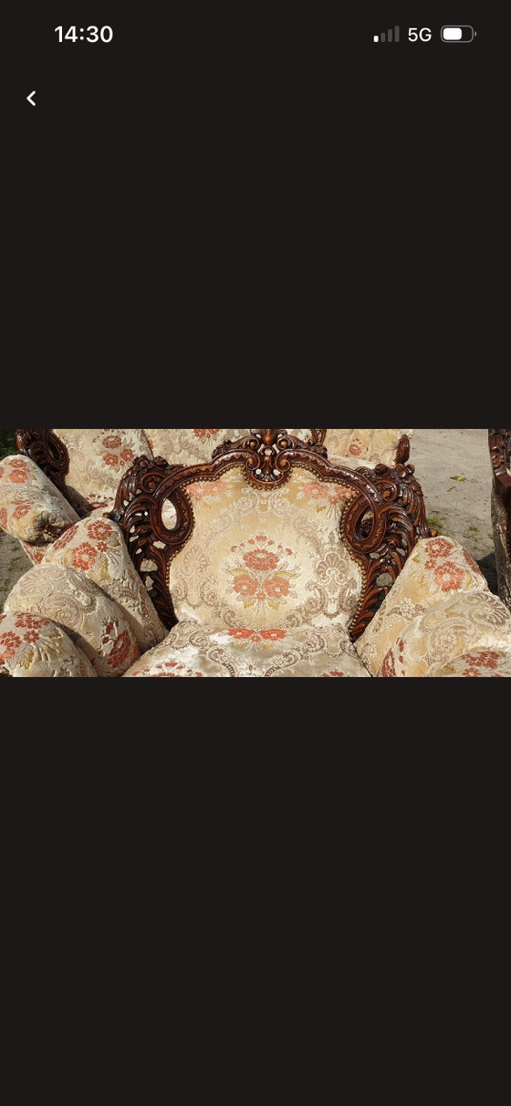 Image 1 of Italiaanse barok bank met fauteuils 
