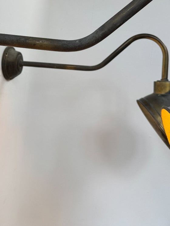 Image 1 of Pair of XL patinated brass wall lights, France 1970