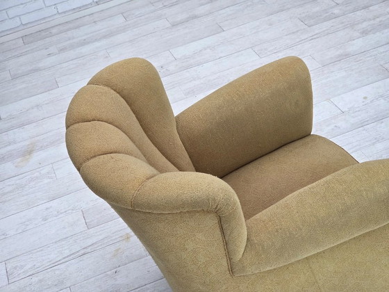 Image 1 of Dänischer Relaxsessel aus den 1960er Jahren, originaler hellgrüner Möbelwollbezug.