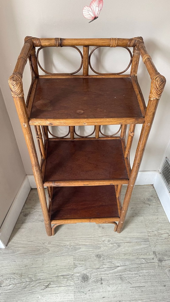 Vintage rattan bookcase shelf – Wood (photo 5 of 15)