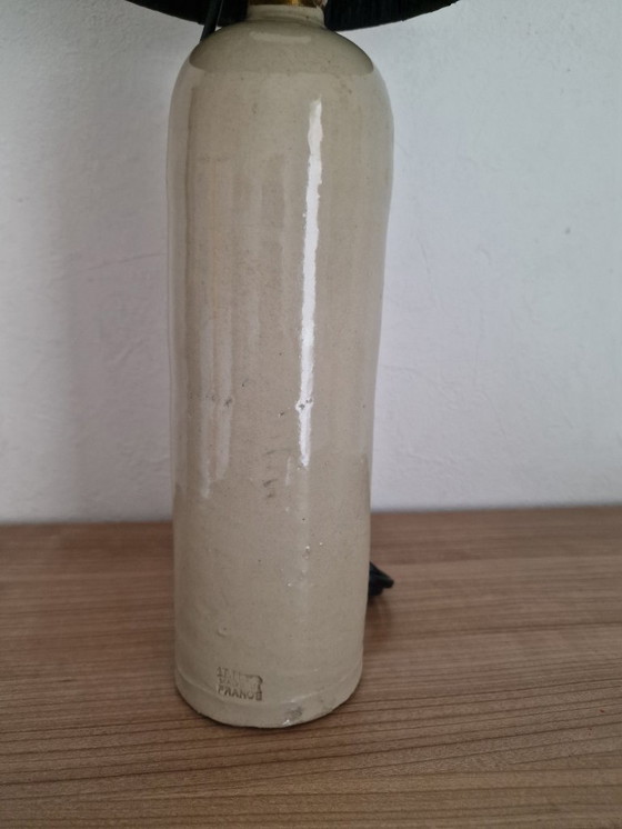 Image 1 of Stoneware lamp with black raffia lampshade