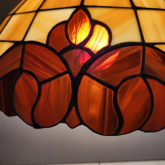 Image 1 of Kleurrijke vintage Tiffany hanglamp, Honsel Leuchten