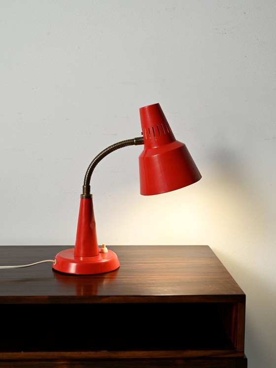 Image 1 of Gemi red Scandinavian table lamp, 1960s