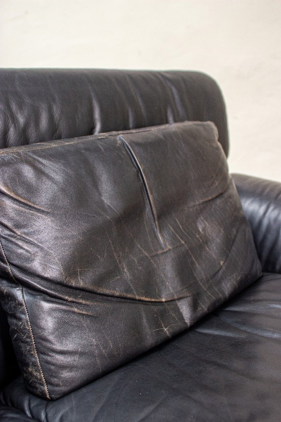 Image 1 of Vintage DeSede 2011 Sofa Two-Seater Couch Leather Mid Century 80s