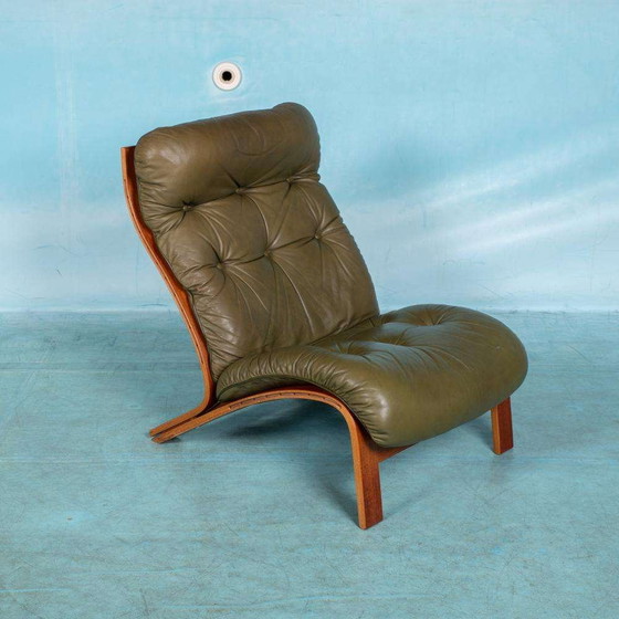 Image 1 of Midcentury leather armchair 60s space age lounge chair