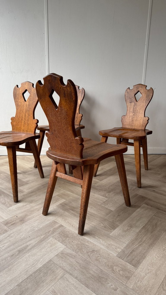 Image 1 of Comfortable brutalistische eiken stoelen