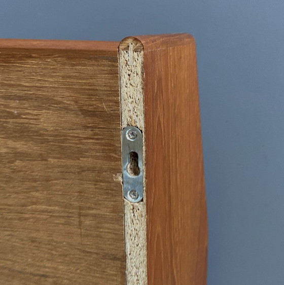 Image 1 of Teak tall sideboard on lucite legs 1960s