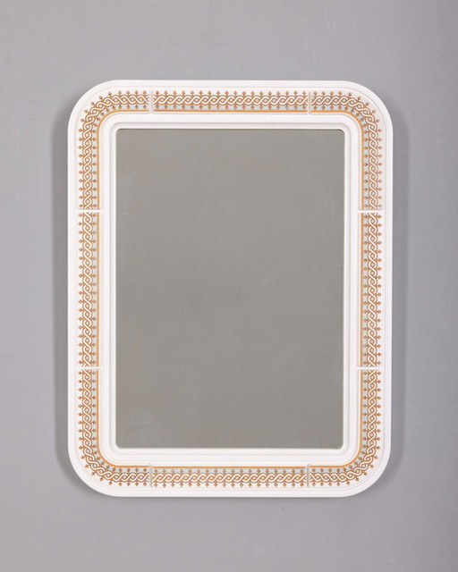 Vintage plastic wandspiegel met Carrara matte afwerking, jaren 70