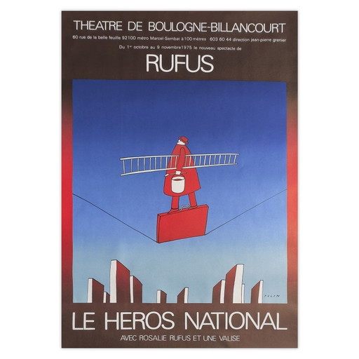 Jean Michel Folon Poster Rufus - De nationale held - Boulogne Billanc Theater – Paper