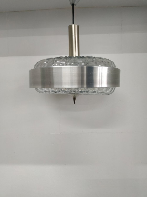 Image 1 of Lampada ad anello vintage anni '60 in stile scandinavo (UFO) con paralumi in cristallo