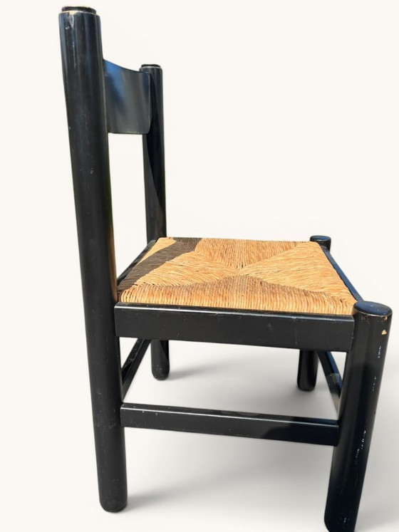 Eettafel met 6 stoelen van Vico Magistretti voor Cassina – Eetkamerset, Rattan, Wood (photo 2 of 9)