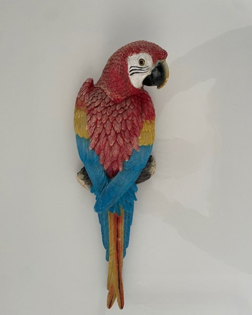 Wandsculptuur rode ara papegaai kleurrijk design