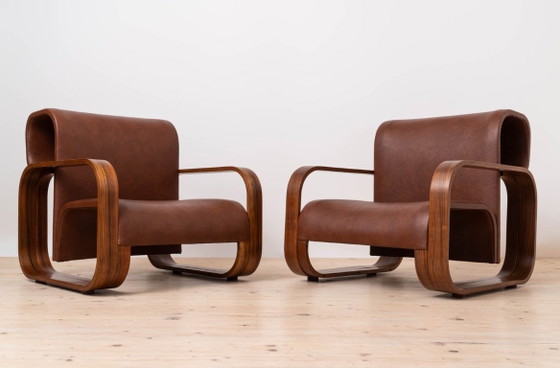 Pair of J. Bočan Brutalist Lounge Chairs for the Czechoslovak Embassy, Stockholm – Armchairs, Wood (photo 2 of 23)