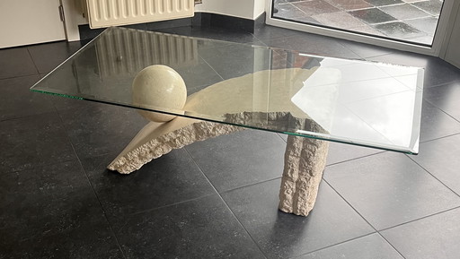 Table basse vintage en pierre de Mactan des années 1980