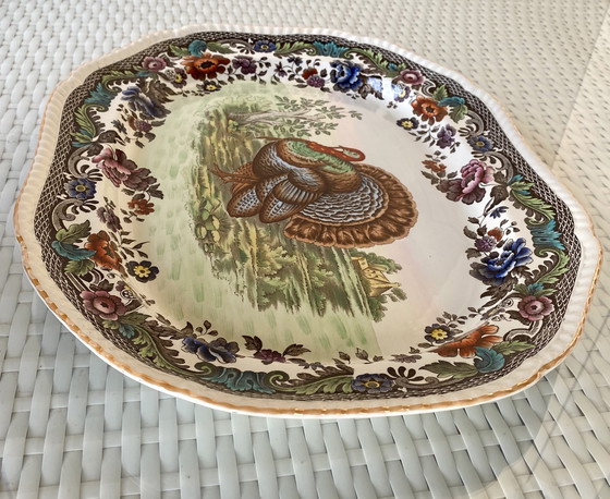 Image 1 of Oval serving platter / plate from Copeland Spode with turkey motif