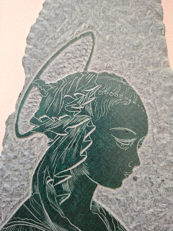 Image 1 of Handgefertigtes Kunstwerk mit gravierter Madonna. Italienisches Design.