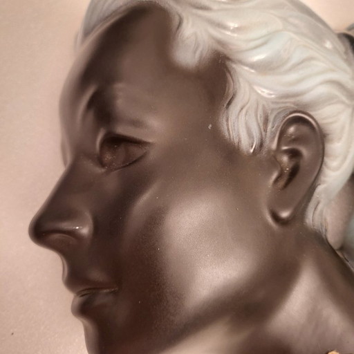 Head, bust, female profile in glazed ceramic from Cortendorf, West Germany, 1950-60