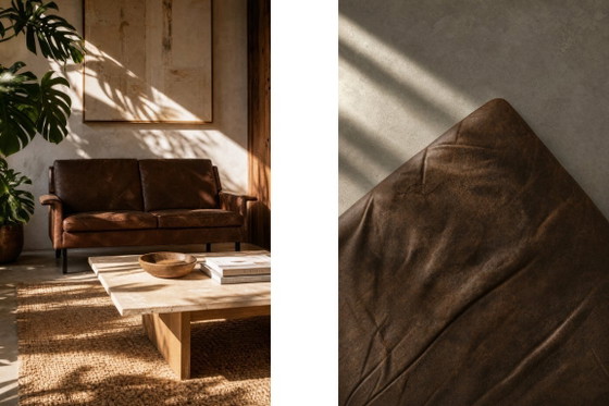 Image 1 of Canapé 2 Places Vintage Mid-Century Scandinave Moderne en Cuir Marron 3330 par Arne Vodder pour Fritz Hansen, 1960s