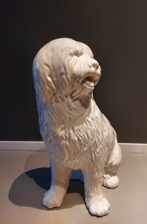 Vintage Italian 70 cm High Ceramic Dog Statue