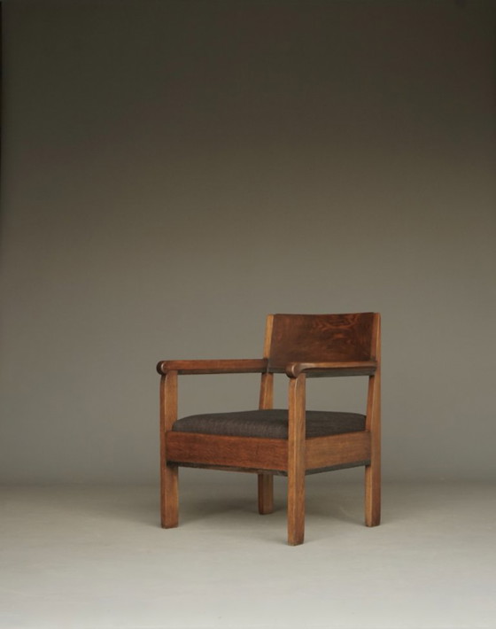 Image 1 of Lage art-deco fauteuil van Hendrik Fels voor L.O.V. Oosterbeek, jaren 1930.