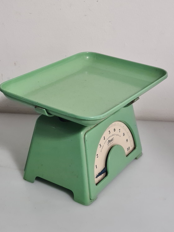 Image 1 of Balance de cuisine 10 kg, verte vintage années 1950