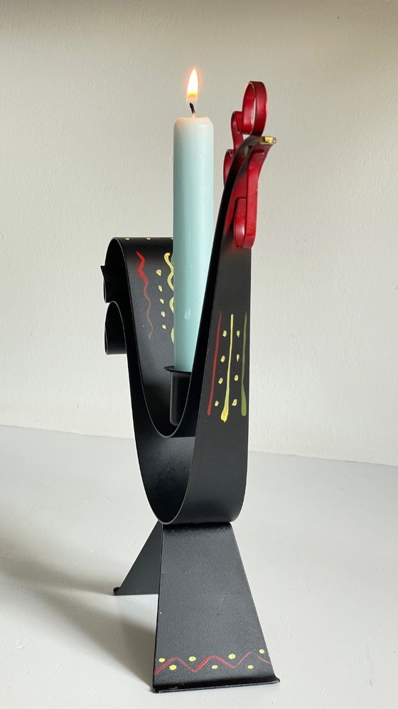 Image 1 of Vintage Swedish Rooster Shaped Metal Candlestick