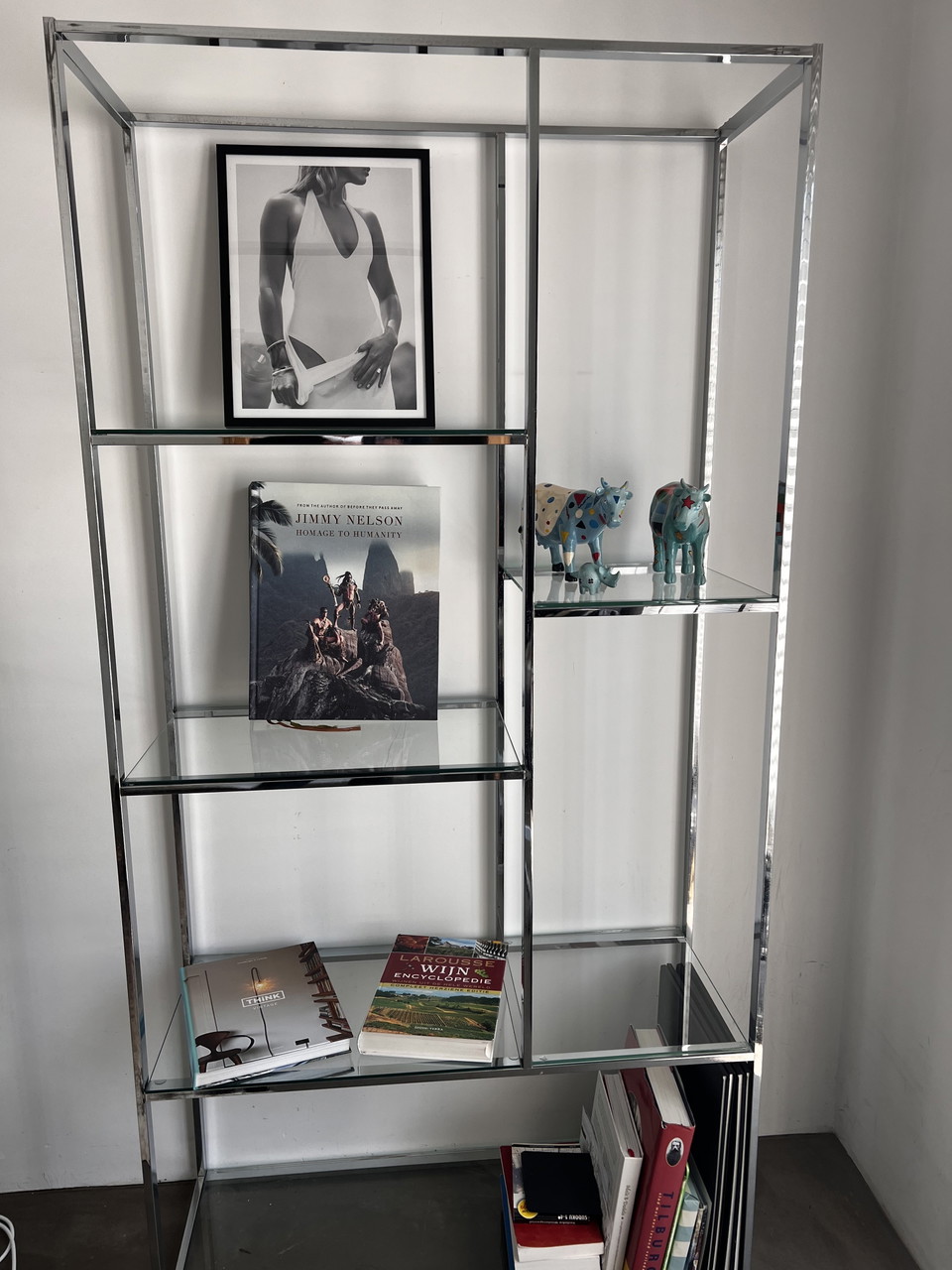 Milo Contemporary Stainless Steel Glass Vanity Shelf, Chrome