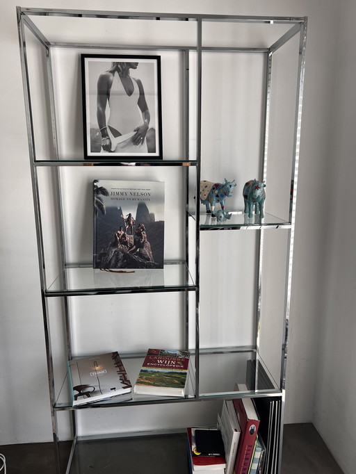 Mid Century, Vintage Milo Baughman-Style Chrome Etagere / Display Shelf - Vitrine Display case