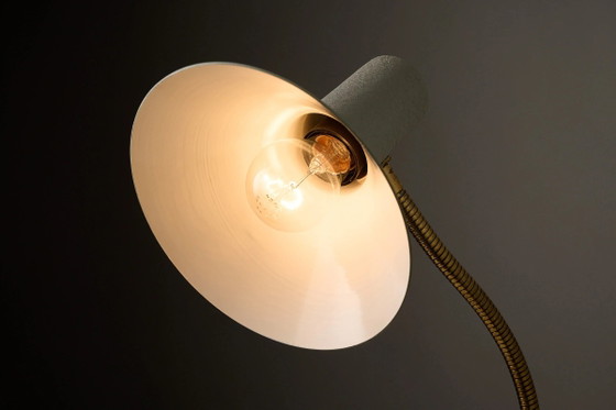 Mid-Century Adjustable Brass and Textured Lacquer Table Lamp, Aluminium, Cast Iron, Mid Century Modern (photo 10 of 10)