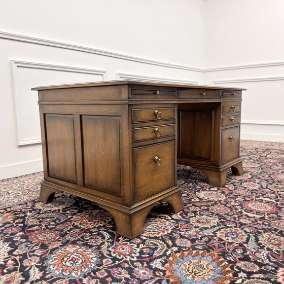 RAC Engels Chesterfield Bureau Groen Leder Eik – Royal Antique Collection, Leather, Wood (photo 5 of 20)