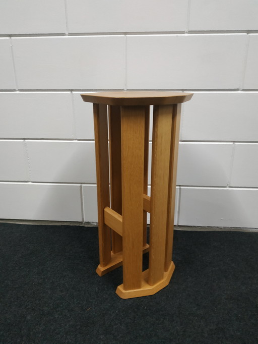 Seltener 70er/80er Jahre Eiche Pflanzentisch Pflanzensäule (Art Deco Stil)