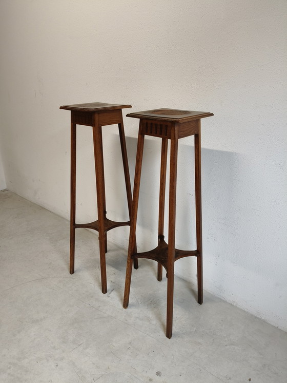 Image 1 of Mesas de plantas o estatuas de roble muy grandes y desgastadas