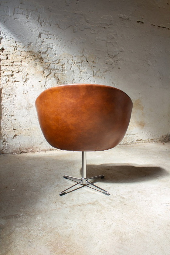 Image 1 of 70's Armchair / Swivel Chair Brown Skai Leather