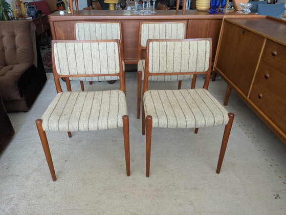 Image 1 of Vintage set van 4 Deense eetkamerstoelen, Niels Otto Møller, model 80