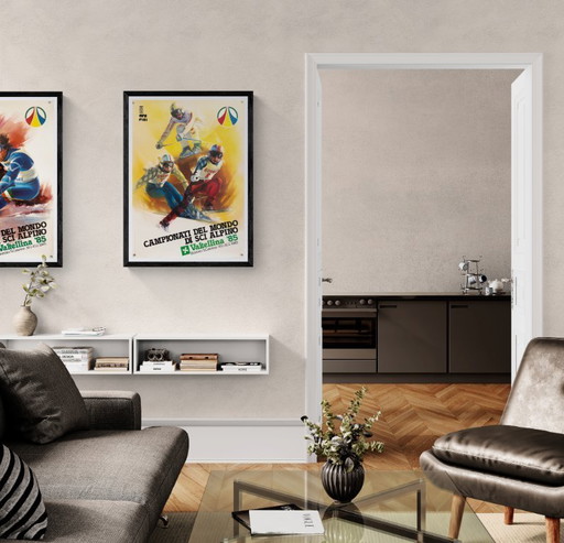 Campionati del Mondo di Sci Alpino Valtellina '85 – 1984 – Cartel original de Elvio Mainardi – 87 × 63 cm 