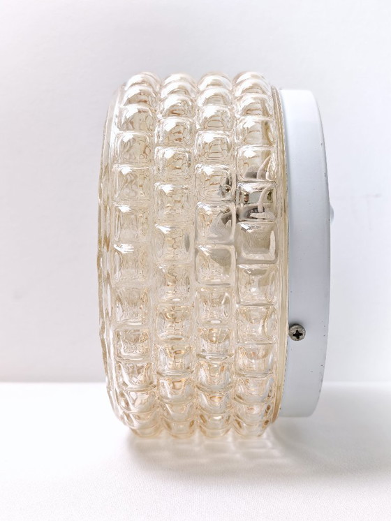 Image 1 of Vintage Wall Glass Sconce / Mid Century Flush Mount Ceiling or Wall Light/ Retro Modern Wall Plafoniere/ Vintage Lightning/ 