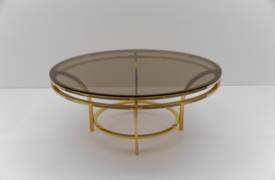 Image 1 of Round Double Frame Gilt and Smoked Glass Coffee Table, 1970s