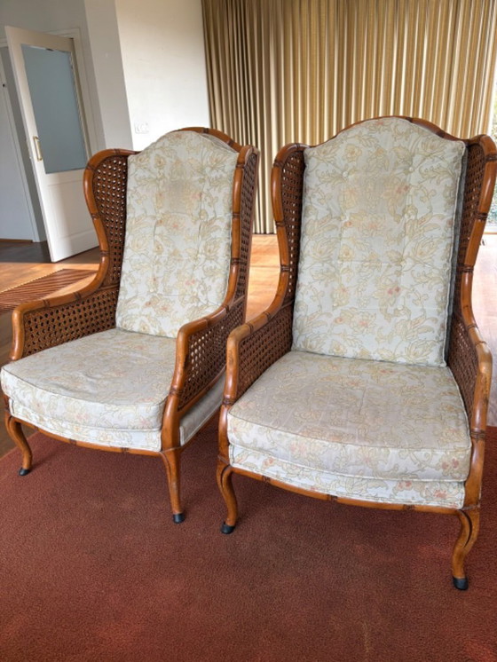 Image 1 of 2 Poltrona Giorgetti Bamboo Wingback anni '70