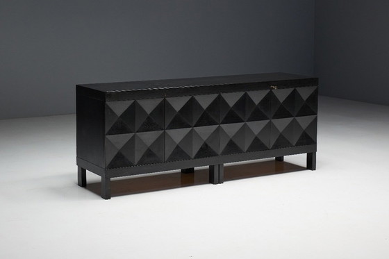 Image 1 of Brutalistisch De Coene-dressoir in gebeitst eikenhout, België, jaren 70