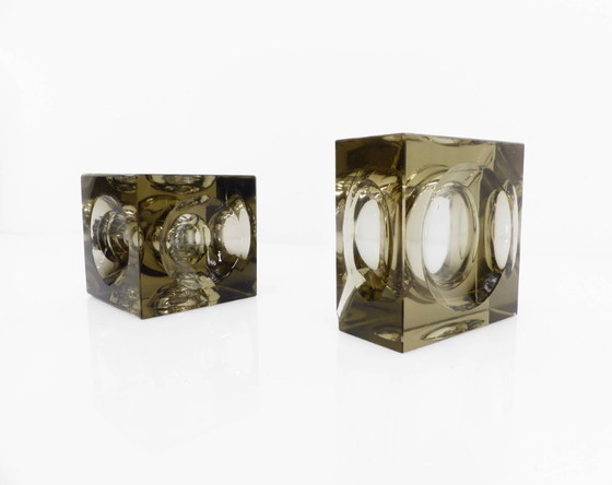 Image 1 of Set cendrier et briquet de table Space Age en verre Murano fumé, Antonio Imperatore, Italie, 1970